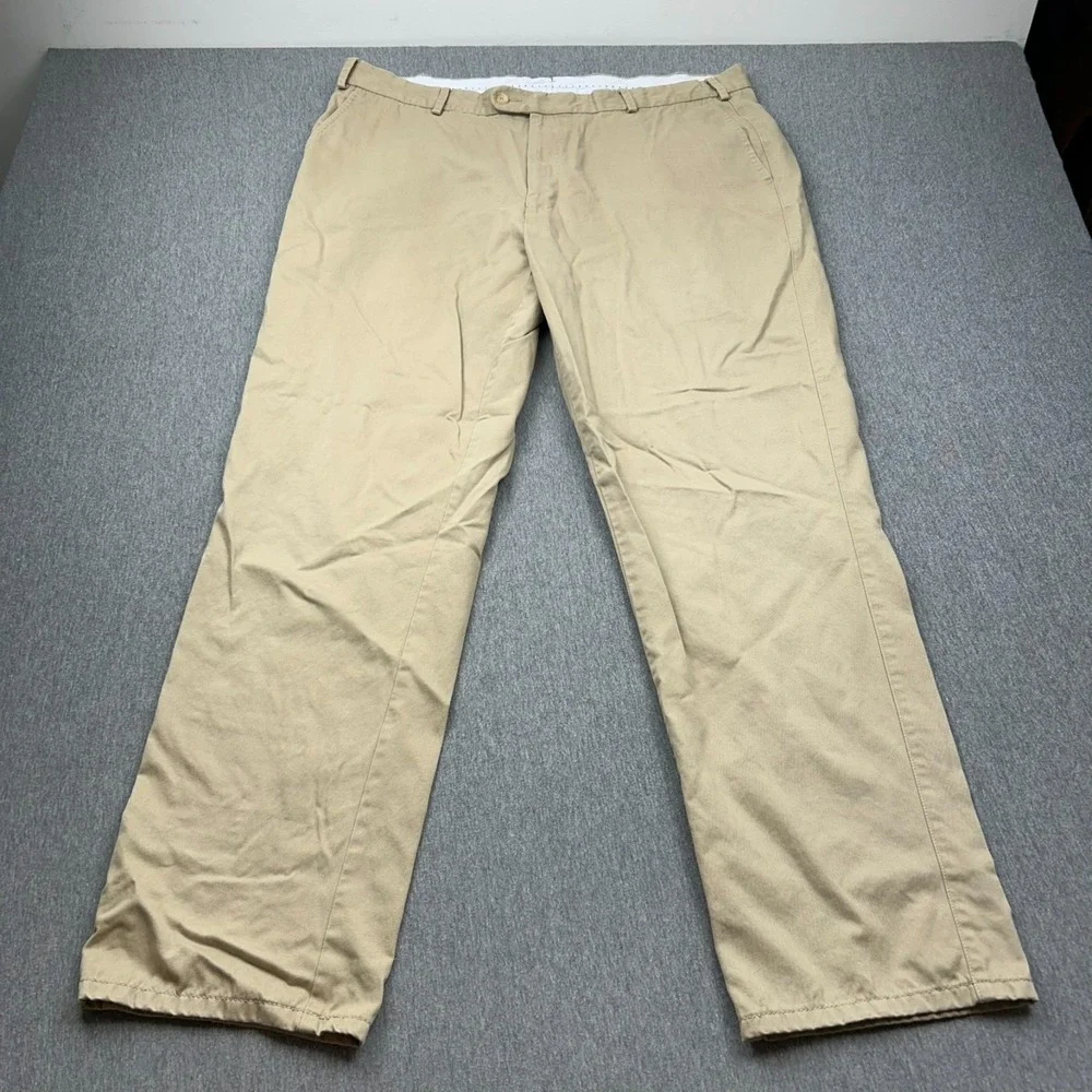 Peter Millar Twill Straight Leg Khaki Chino Pants Mens 38x31 Flat Front‎ Classic
